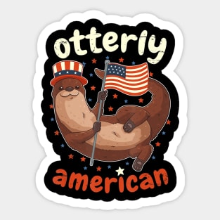 Patriotic Otterly American Flag 4th of July Otter Uncle Sam Sticker